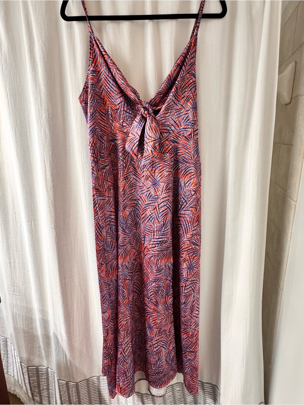 Tropical Print Spaghetti Strap Maxi Dress - Orange & Navy